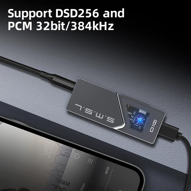 Alt view image 4 of 7 - D10 Headphone Amplifier USB Potrable Dac with 3.5mm & 4.4mm Balacnced Dual Mini Audio Amp Outputs Support 500mw 16DSD256 PCM 32bit/384khz Hi-Res Earphone Amp for Smartphones/PC/Laptops (Grey)