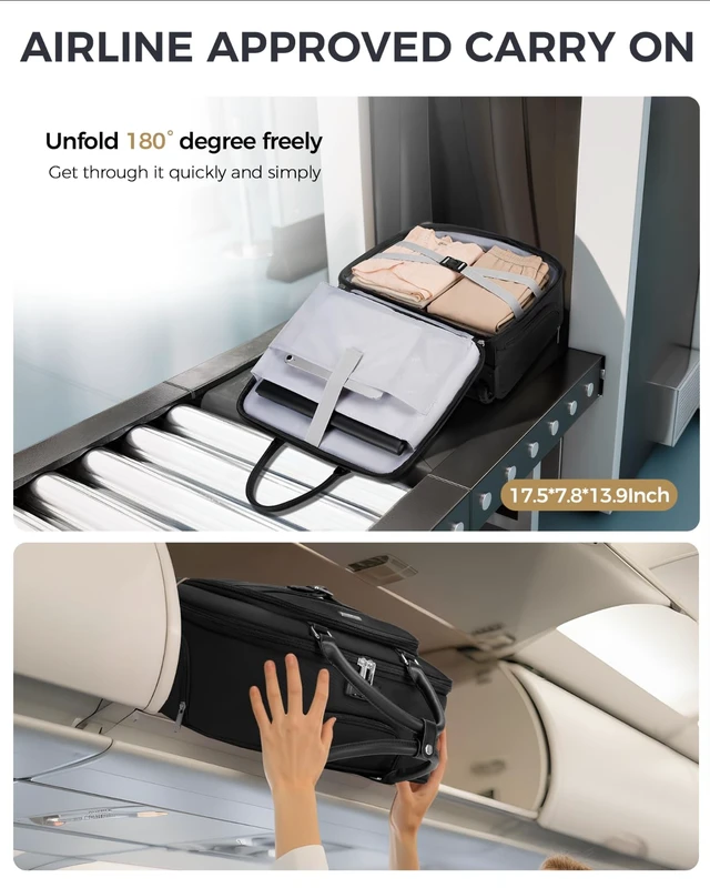 Alt view image 6 of 7 - Rolling Laptop Bag, 17.3 In Rolling Briefcase for Men Women with Accordion File Pockets, Anti Theft Laptop Bag with Wheels, Professional Roller Underseat Bag for Travel Work Teacher, Black