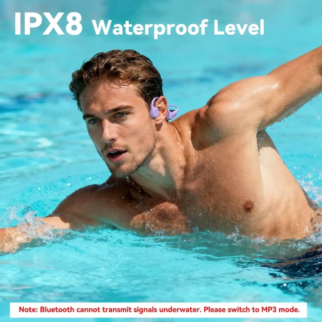 Alt view image 2 of 6 - Swimming Headphones Waterproof Bone Conduction Headphone Underwater Earbud IPX8, Bluetooth Open Ear Buds, 32GB Memory,Switch to MP3 Mode for Swim,Lightweight Wireless Running Headset for Lap Swimming