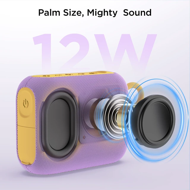 Alt view image 2 of 7 - Rove Go 5 Portable Bluetooth Speaker, Powerful Bass Boost, Compact with Strap, 24H Battery, Multi-Speaker Pairing, IP67 Waterproof & Dustproof for Camping, Beach & Pool, Purple