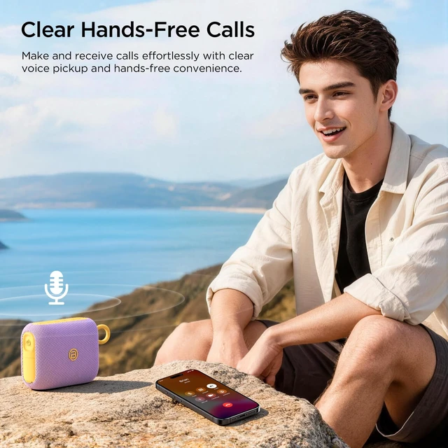 Alt view image 7 of 7 - Rove Go 5 Portable Bluetooth Speaker, Powerful Bass Boost, Compact with Strap, 24H Battery, Multi-Speaker Pairing, IP67 Waterproof & Dustproof for Camping, Beach & Pool, Purple