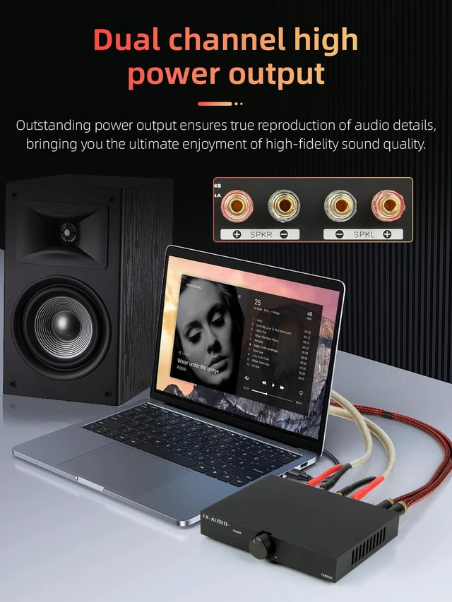 Alt view image 6 of 7 - FX-Audio- FX1602A Stereo 2 Channel Amplifier Home Audio AMP TPA3255 Class D Power Amp for Home Theater System Passive Bookshelf Tower Speakers with 32V Power Supply