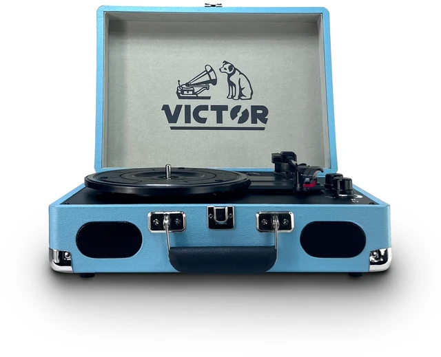 Main image of Turntable for Vinyl Records, 3-Speed Suitcase Record Player with Bluetooth Bluetooth Input & Output - Portable Phonograph with Built-In Dual Stereo Speakers - Rechargeable - RCA & AUX