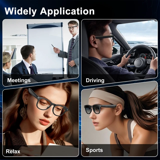 Alt view image 7 of 7 - AI Smart Glasses for Men & Women, HD Camera Glasses, Video Recorder, AI Real time Translation, Music Playback, Hands-Free Calls, 4 Color Lenses for Daily Use,Travel