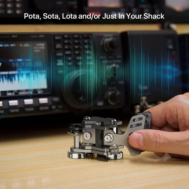 Alt view image 3 of 7 - Morse Code Key, Double Paddle Adjustable Buttons Mini CW Key Adjustable Distance Switching 3.5mm Standard Stereo Stainless Steel Automatic Telegraph Key