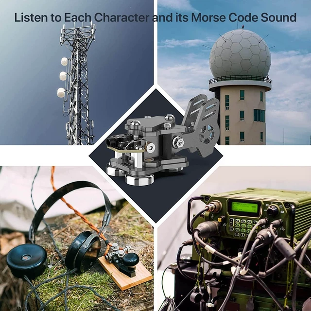 Alt view image 5 of 7 - Morse Code Key, Double Paddle Adjustable Buttons Mini CW Key Adjustable Distance Switching 3.5mm Standard Stereo Stainless Steel Automatic Telegraph Key