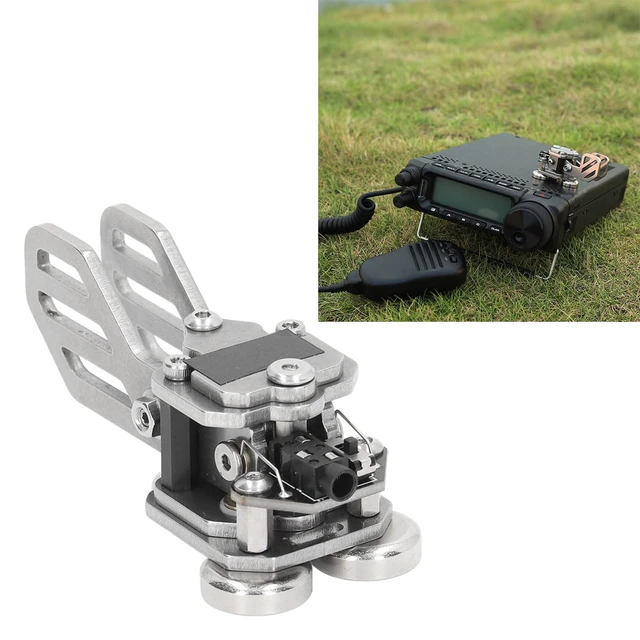 Alt view image 6 of 7 - Morse Code Key, Double Paddle Adjustable Buttons Mini CW Key Adjustable Distance Switching 3.5mm Standard Stereo Stainless Steel Automatic Telegraph Key