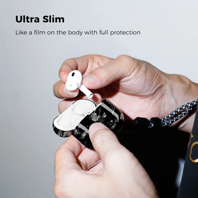 Alt view image 5 of 7 - Real Carbon Fiber Case for Airpods Pro 2nd Generation with Lanyard,AntiScratch Slim Protective Hard Cover for Airpods Pro 2 Compatible with Magsafe Wireless Charging-Forged Glossy Black