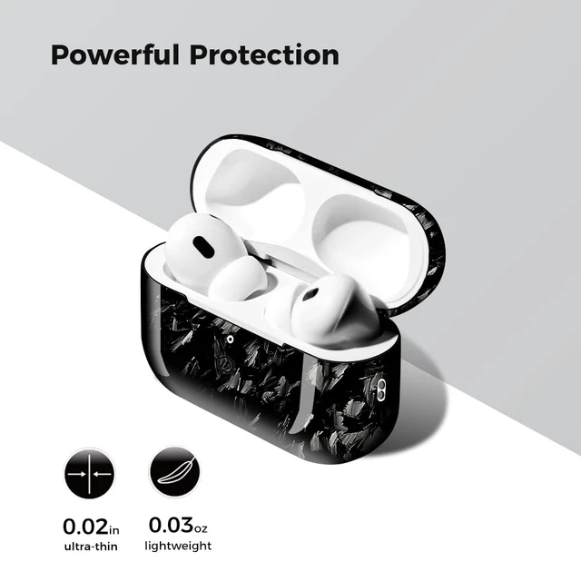 Alt view image 6 of 7 - Real Carbon Fiber Case for Airpods Pro 2nd Generation with Lanyard,AntiScratch Slim Protective Hard Cover for Airpods Pro 2 Compatible with Magsafe Wireless Charging-Forged Glossy Black