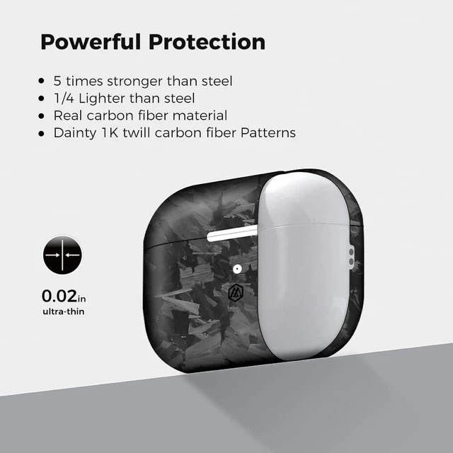 Alt view image 3 of 7 - Real Carbon Fiber Case for Airpods Pro 2nd Generation with Lanyard,AntiScratch Slim Protective Hard Cover for Airpods Pro 2 Compatible with Magsafe Wireless Charging-Forged Matte Black