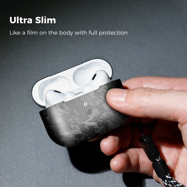 Alt view image 7 of 7 - Real Carbon Fiber Case for Airpods Pro 2nd Generation with Lanyard,AntiScratch Slim Protective Hard Cover for Airpods Pro 2 Compatible with Magsafe Wireless Charging-Forged Matte Black