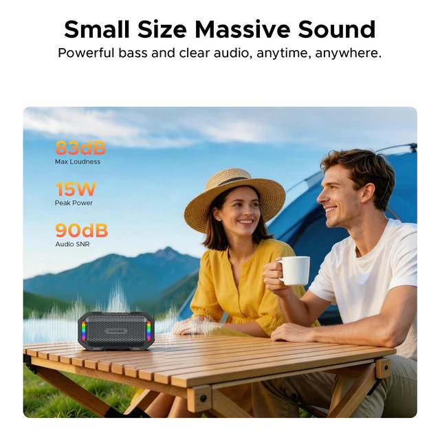 Alt view image 6 of 7 - MagGrip Magnetic Portable Speaker with RGB Light, IP67 Waterproof 10H Playtime, 10W Loud Stereo TWS Pairing, Bluetooth 5.3 Wireless Speakers for Shower Outdoor Camping Hiking Golf Cart -Black