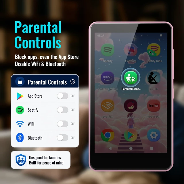 Alt view image 2 of 7 - MP3 Player for Kids with Spotify, Parental Controls, Android 14 Play Store, Spotify Kids, Audible, Music, Libby, Eye-Friendly Night Mode, Up to 512GB, Updated M4S