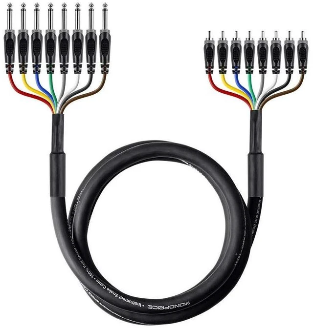 Main image of 8-Channel 1/4-Inch TS Male to RCA Male Snake Cable - 20 Feet, 26AWG, 8 Balanced Mono and Unbalanced Stereo Lines