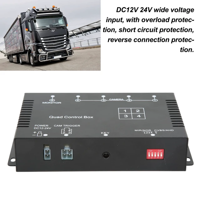 Alt view image 2 of 7 - Multiplexer Control Box 4 Channel Video Splitter 4 Channel Video Splitter 1080P AHD DC12V 24V Camera Video Screen Switch for RV Truck Bus Trailer