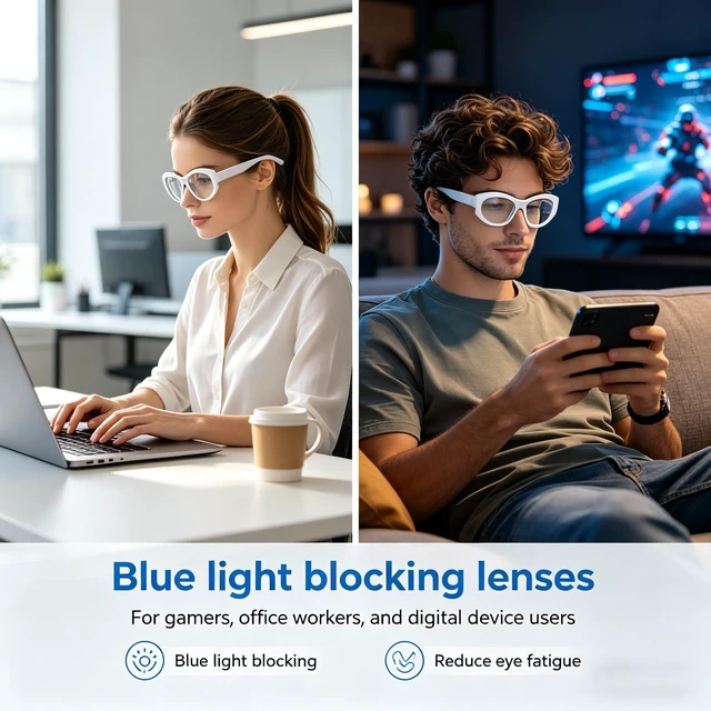 Alt view image 2 of 7 - Bluetooth Smart Glasses for Men Women Blue Light Blocking Audio Glasses with Bluetooth Built-in Speakers and Mic, Blue Light Filter Lens