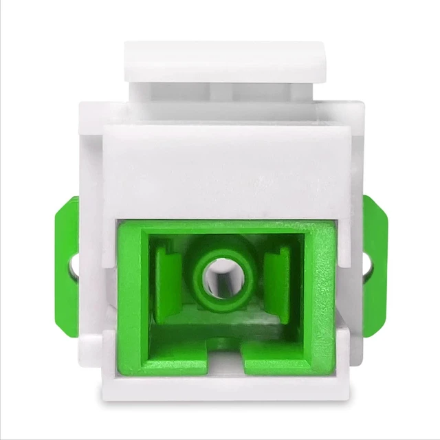 Main image of SC to SC Simplex Keystone Fiber Optic Coupler Insert for Wall Plates, Patch Panels, Surface Mount Boxes. (White SC APC) (Pack of 24)