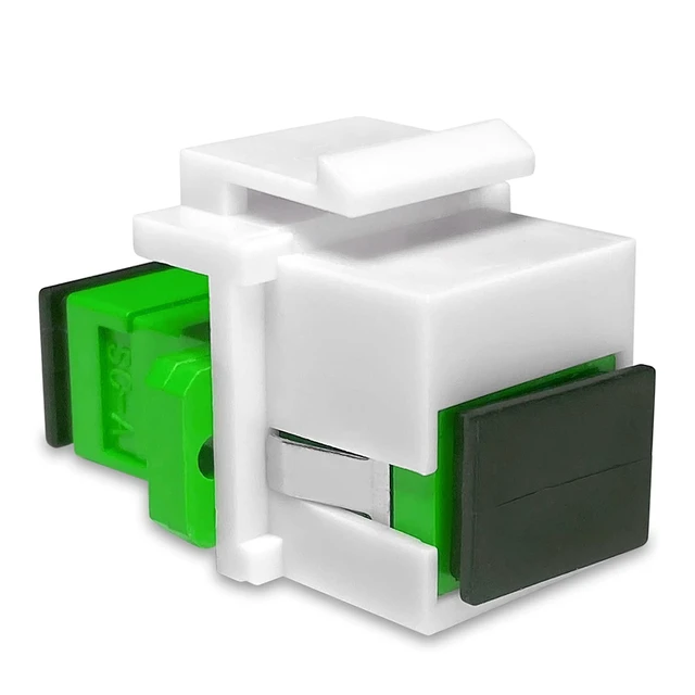 Alt view image 2 of 6 - SC to SC Simplex Keystone Fiber Optic Coupler Insert for Wall Plates, Patch Panels, Surface Mount Boxes. (White SC APC) (Pack of 24)