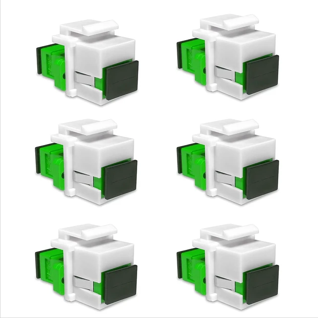 Alt view image 4 of 6 - SC to SC Simplex Keystone Fiber Optic Coupler Insert for Wall Plates, Patch Panels, Surface Mount Boxes. (White SC APC) (Pack of 24)