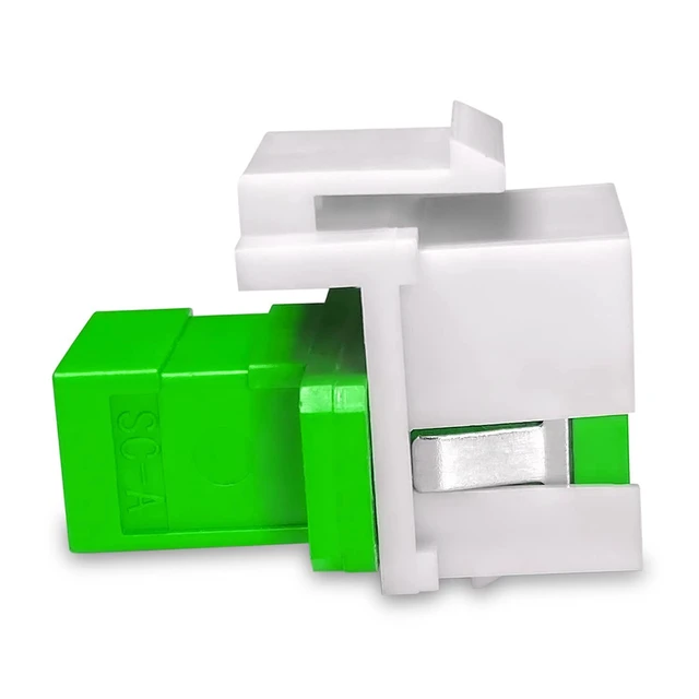 Alt view image 3 of 6 - SC to SC Simplex Keystone Fiber Optic Coupler Insert for Wall Plates, Patch Panels, Surface Mount Boxes. (White SC APC) (Pack of 24)