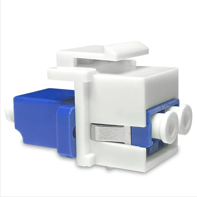Alt view image 2 of 3 - LC to LC Duplex Keystone Fiber Optic Coupler Insert for Wall Plates, Patch Panels, Surface Mount Boxes. (White LC OS1/OS2) (Pack of 24)