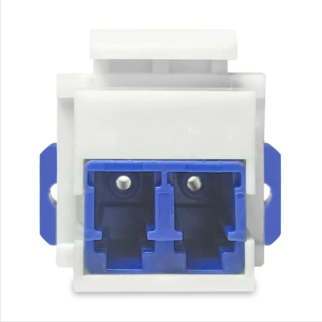 Main image of LC to LC Duplex Keystone Fiber Optic Coupler Insert for Wall Plates, Patch Panels, Surface Mount Boxes. (White LC OS1/OS2) (Pack of 24)