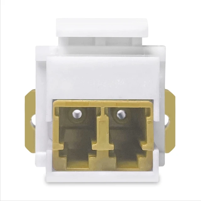 Main image of LC to LC Duplex Keystone Fiber Optic Coupler Insert for Wall Plates, Patch Panels, Surface Mount Boxes. (White LC OM1) (Pack of 24)