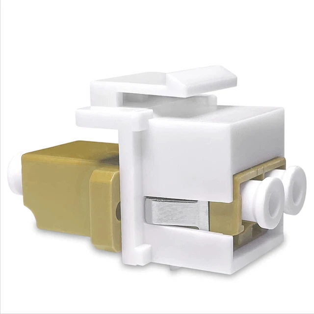 Alt view image 2 of 3 - LC to LC Duplex Keystone Fiber Optic Coupler Insert for Wall Plates, Patch Panels, Surface Mount Boxes. (White LC OM1) (Pack of 24)