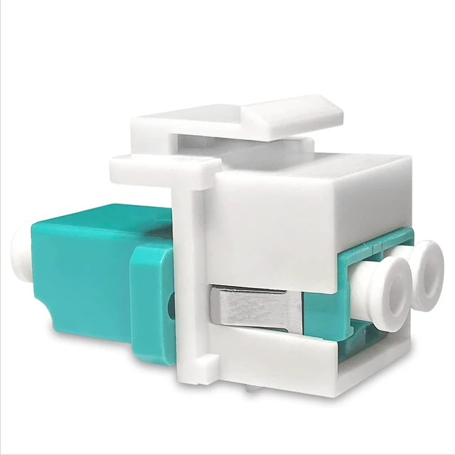 Alt view image 2 of 3 - LC to LC Duplex Keystone Fiber Optic Coupler Insert for Wall Plates, Patch Panels, Surface Mount Boxes. (White LC OM3) (Pack of 24)