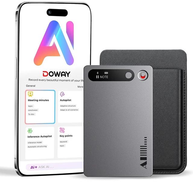 Main image of AI Voice Recorder with Transcription & Summary, 64GB Digital Voice Recorder with App Control, AI Note Taking Device for Meetings, Lectures, Calls & Interviews, Smart Recording Device with AI Chat