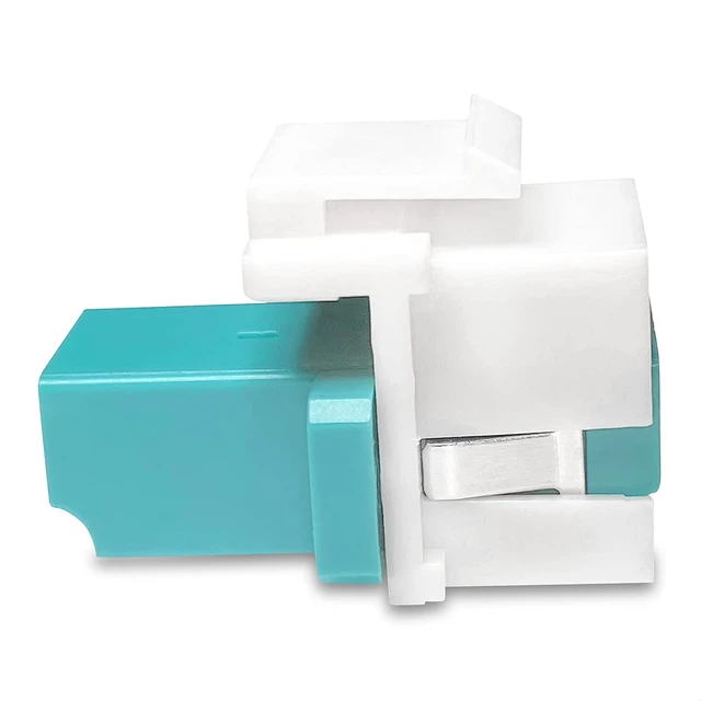 Alt view image 3 of 3 - LC to LC Duplex Keystone Fiber Optic Coupler Insert for Wall Plates, Patch Panels, Surface Mount Boxes. (White LC OM3) (Pack of 24)