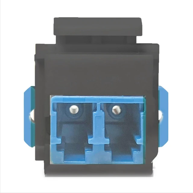 Main image of LC to LC Duplex Keystone Fiber Optic Coupler Insert for Wall Plates, Patch Panels, Surface Mount Boxes. (Black LC OS1/OS2) (Pack of 24)