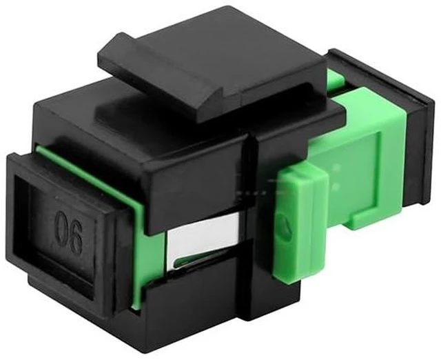 Main image of SC to SC Simplex Keystone Fiber Optic Coupler Insert for Wall Plates, Patch Panels, Surface Mount Boxes. (Black SC APC) (Pack of 24)
