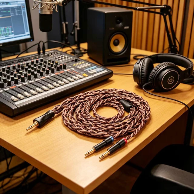 Alt view image 2 of 7 - Monitor Headphone Cable,8N OFC German Copper AUX Cord Compatible with Hifiman HE400SE HE-350 MEZE 105 AER 109 Pro Sony MDR Z1R Headset for Musicians Audiophiles 3.5mm