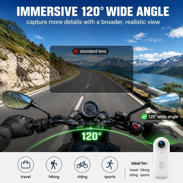 Alt view image 3 of 7 - 4K Mini Body Camera, Action Body Cam Thumb Sports Camera Hands Free Waterproof 30M POV Video Recording Wearable with Necklace,Magnetic Clip,Helmet Cam for Cycling,Ski,Motorcycle,Pets-White