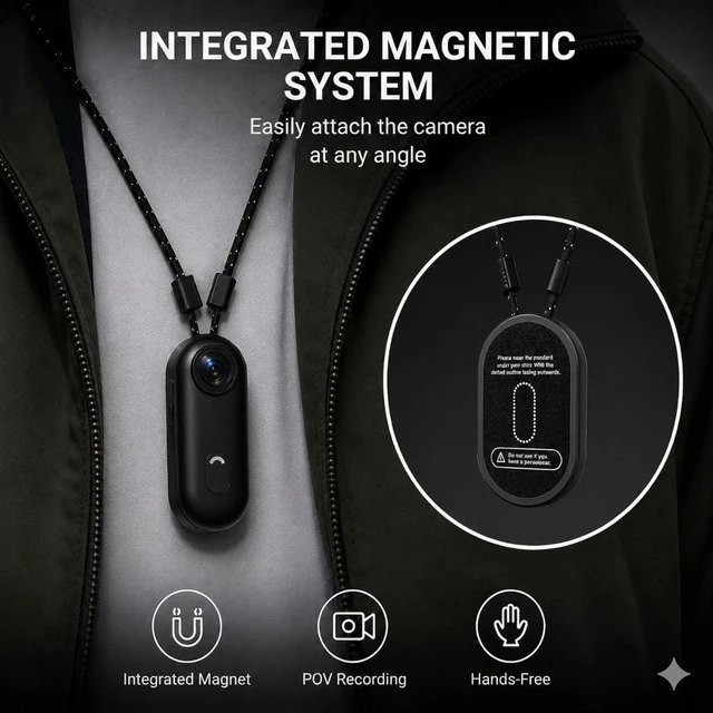 Alt view image 6 of 7 - 4K Mini Body Camera, Action Body Cam Thumb Sports Camera Hands Free Waterproof 30M POV Video Recording Wearable with Necklace,Magnetic Clip,Helmet Cam for Cycling,Ski,Motorcycle,Pets-White