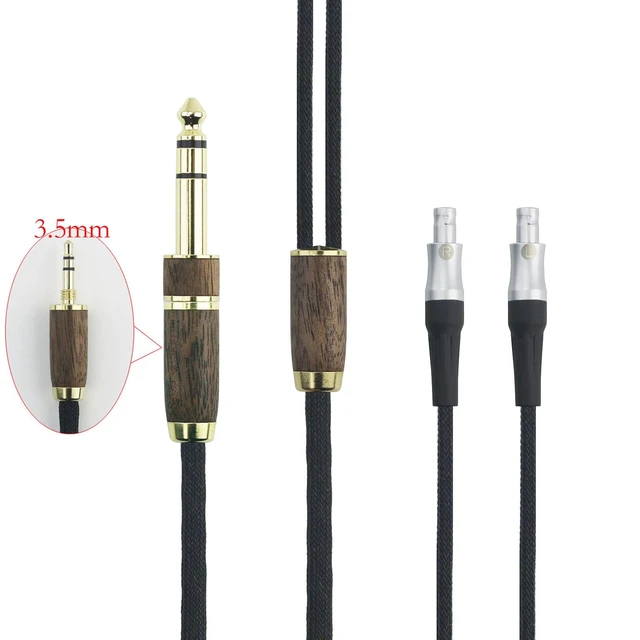 Alt view image 2 of 7 - 6N OCC Copper Silver Plated Upgrade Audio Cable Compatible with Sennheiser HD800, HD800S, HD820 Headphones with 3.5mm Male and 6.3mm Adapter Walnut Wood Shell