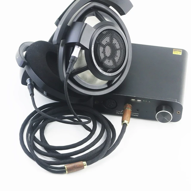 Alt view image 7 of 7 - 6N OCC Copper Silver Plated Upgrade Audio Cable Compatible with Sennheiser HD800, HD800S, HD820 Headphones with 3.5mm Male and 6.3mm Adapter Walnut Wood Shell