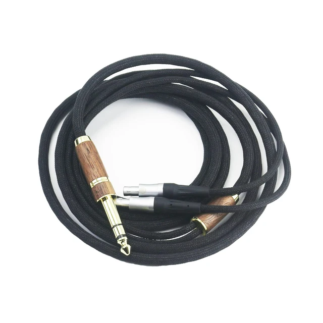 Alt view image 6 of 7 - 6N OCC Copper Silver Plated Upgrade Audio Cable Compatible with Sennheiser HD800, HD800S, HD820 Headphones with 3.5mm Male and 6.3mm Adapter Walnut Wood Shell
