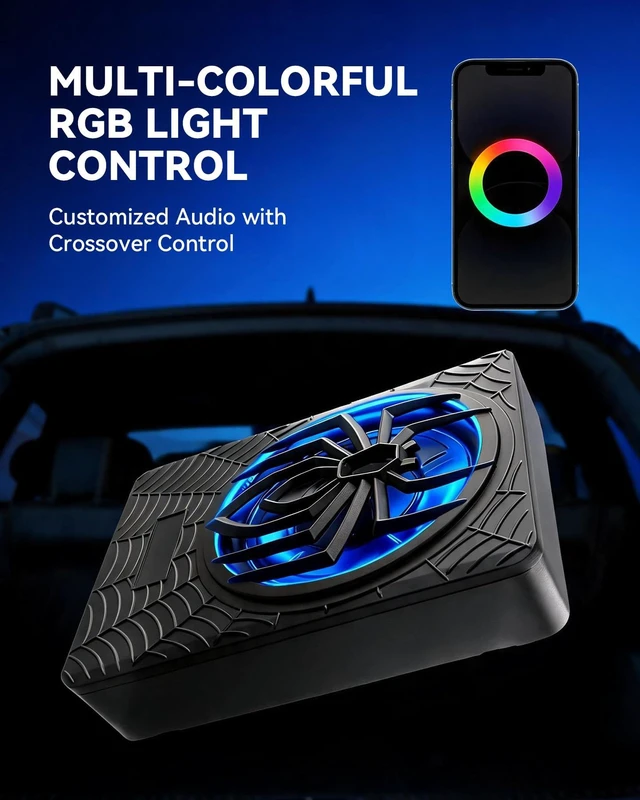 Alt view image 4 of 7 - Slim Under Seat Car Subwoofer with Built in Amplifier 1000W 10 inch with 7 Color RGB Light Suitable for Trucks/SUVs/Jeeps/MPVs