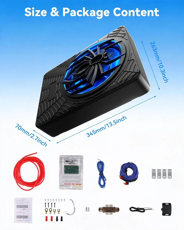 Alt view image 7 of 7 - Slim Under Seat Car Subwoofer with Built in Amplifier 1000W 10 inch with 7 Color RGB Light Suitable for Trucks/SUVs/Jeeps/MPVs