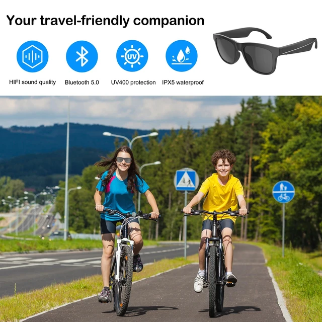 Alt view image 3 of 7 - Bluetooth Open Ear Audio Sunglasses, Polarized UV Protection, Voice Control Hands-Free Calls IP5 Waterproof Sports Smart Glasses