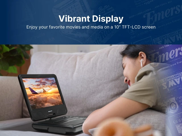 Alt view image 7 of 7 - EPD-1001 10 DVD Player with Built-in Speaker Swivel Screen - Rechargeable Battery - Remote Control - On-the-Go Entertainment & Movie Watching