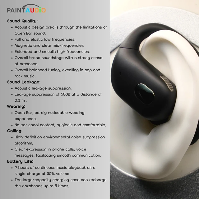 Alt view image 7 of 7 - EarMate 1 Open Ear Headphones, Bluetooth 5.3 Wireless Earbuds Air Conduction 45Hrs Playtime with Charging Case, Panoramic Deep Bass with 16.2mm Drivers, Compatible with iPhone Android