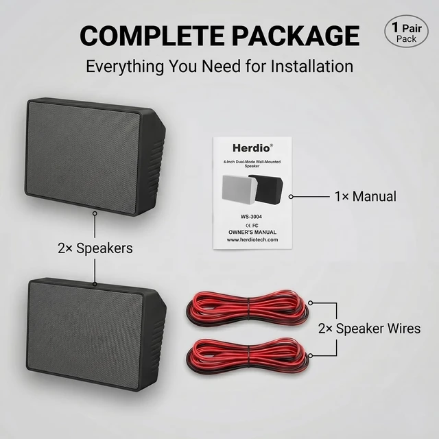 Alt view image 7 of 7 - 4 Inch Wall Mount PA Speakers, 240W Peak Indoor Wall Speakers with 100V/8 Dual Mode, Easy Installation for Household or Commercial Restaurant, Office, School Use (Pair, Black)