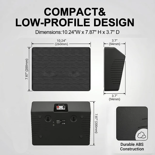 Alt view image 5 of 7 - 4 Inch Wall Mount PA Speakers, 240W Peak Indoor Wall Speakers with 100V/8 Dual Mode, Easy Installation for Household or Commercial Restaurant, Office, School Use (Pair, Black)