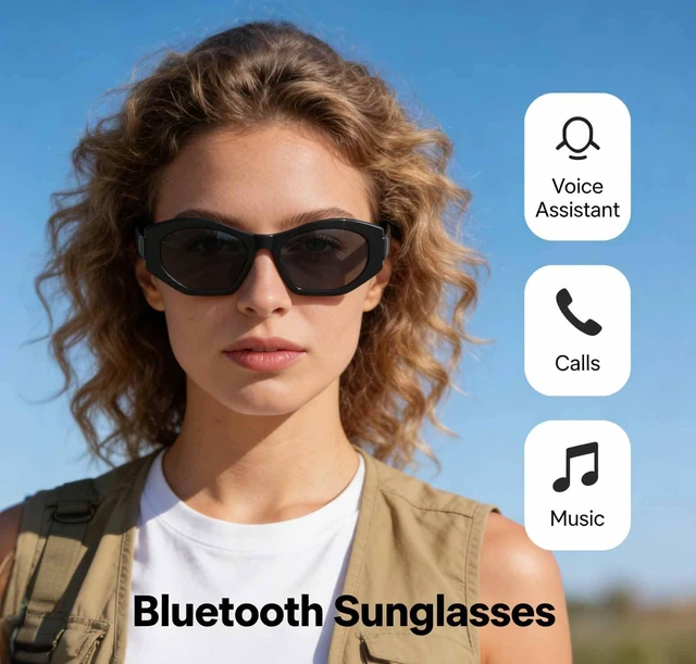 Alt view image 5 of 7 - Bluetooth Smart Glasses for Men Women Audio Glasses with Bluetooth Built-in Speakers and Mic Voice Control, Clear Lens