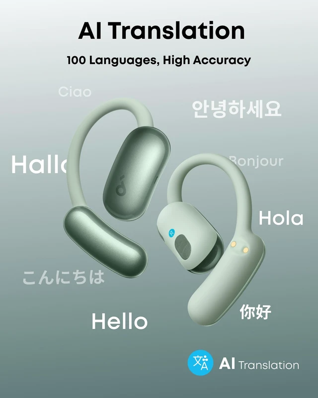 Alt view image 4 of 6 - AeroFit 2 AI Assistant by Anker, Open-Ear Headphones, Pressure-Free Fit, 2X Richer Bass, Real-Time Translation Earbuds, Hi-Res, 35H Playtime, IP55