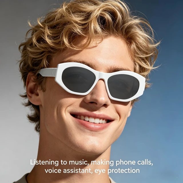 Alt view image 4 of 7 - Bluetooth Smart Glasses for Men Women Audio Glasses with Bluetooth Built-in Speakers and Mic Voice Control, Clear Lens