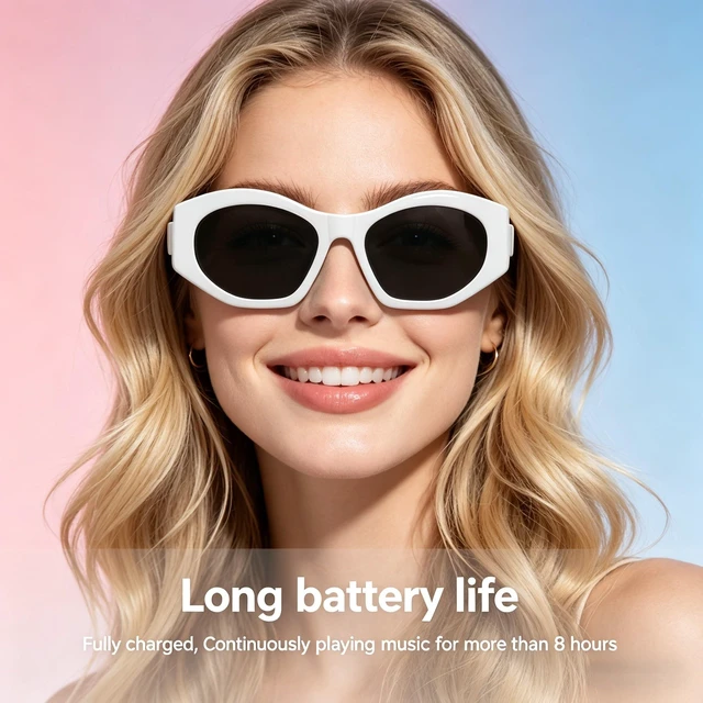 Alt view image 3 of 7 - Bluetooth Smart Audio Sunglasses, Black Lens, Men Women Built-in Speakers and Mic, UV Protection